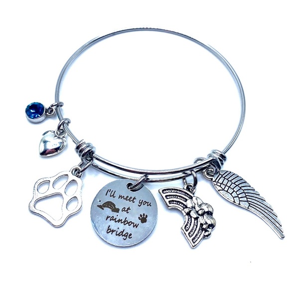 Pet Memorial Bracelet I’ll Meet You at Rainbow Bridge May Be Personalized - Picture 5 of 7
